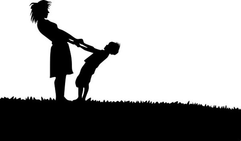 mum and son silhouette
