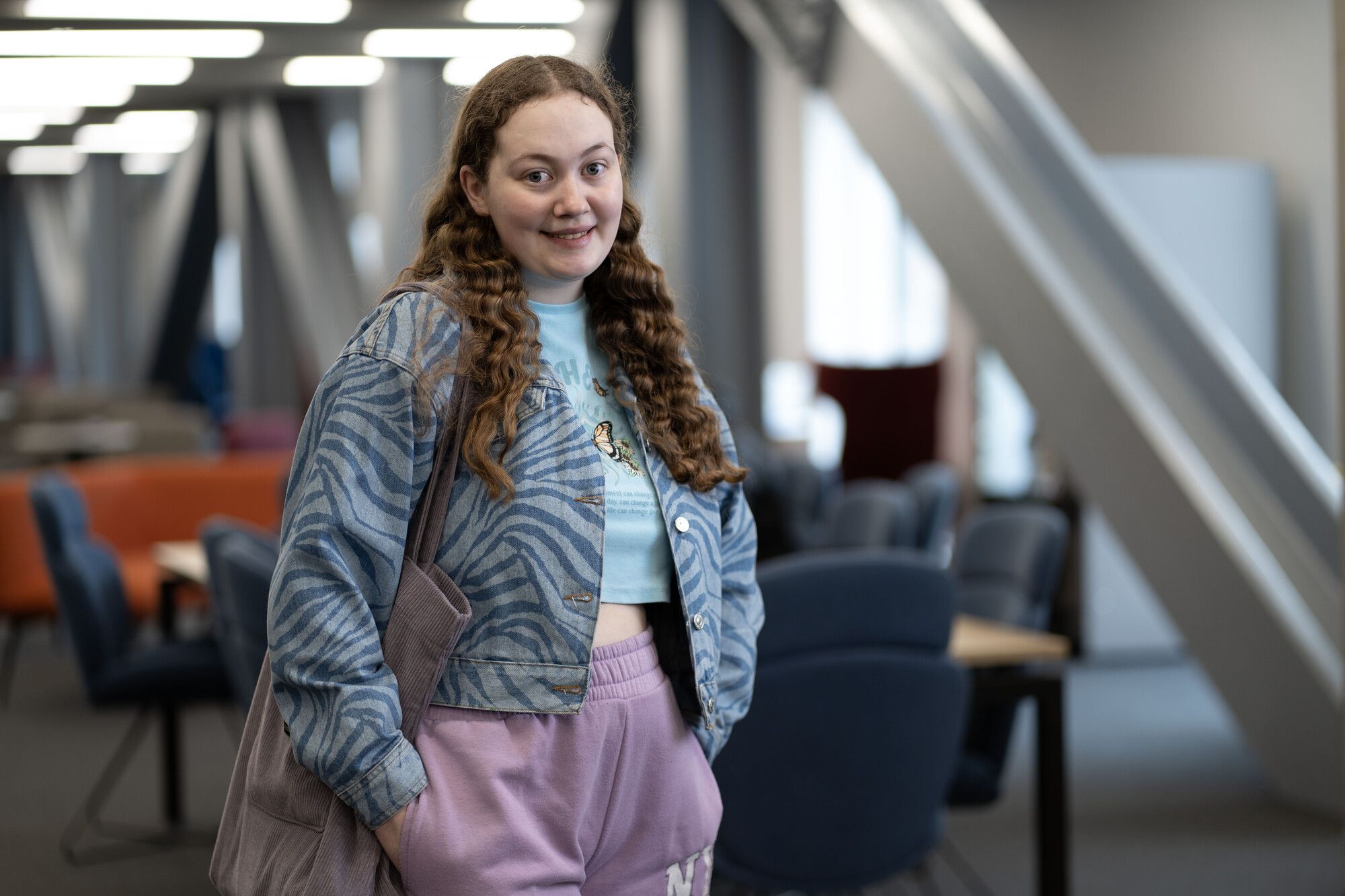 Zara Conley standing in the Belfast campus mall