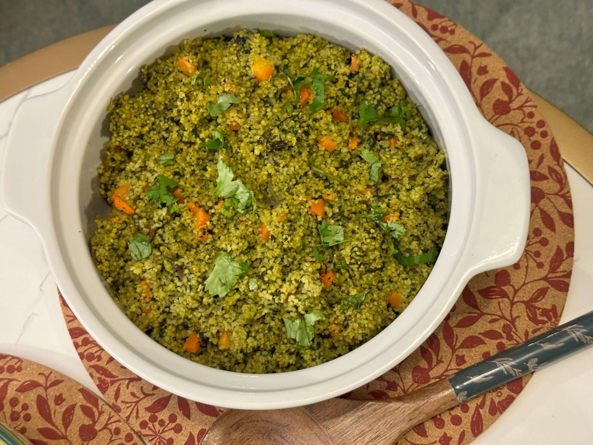 Spinach and couscous dish