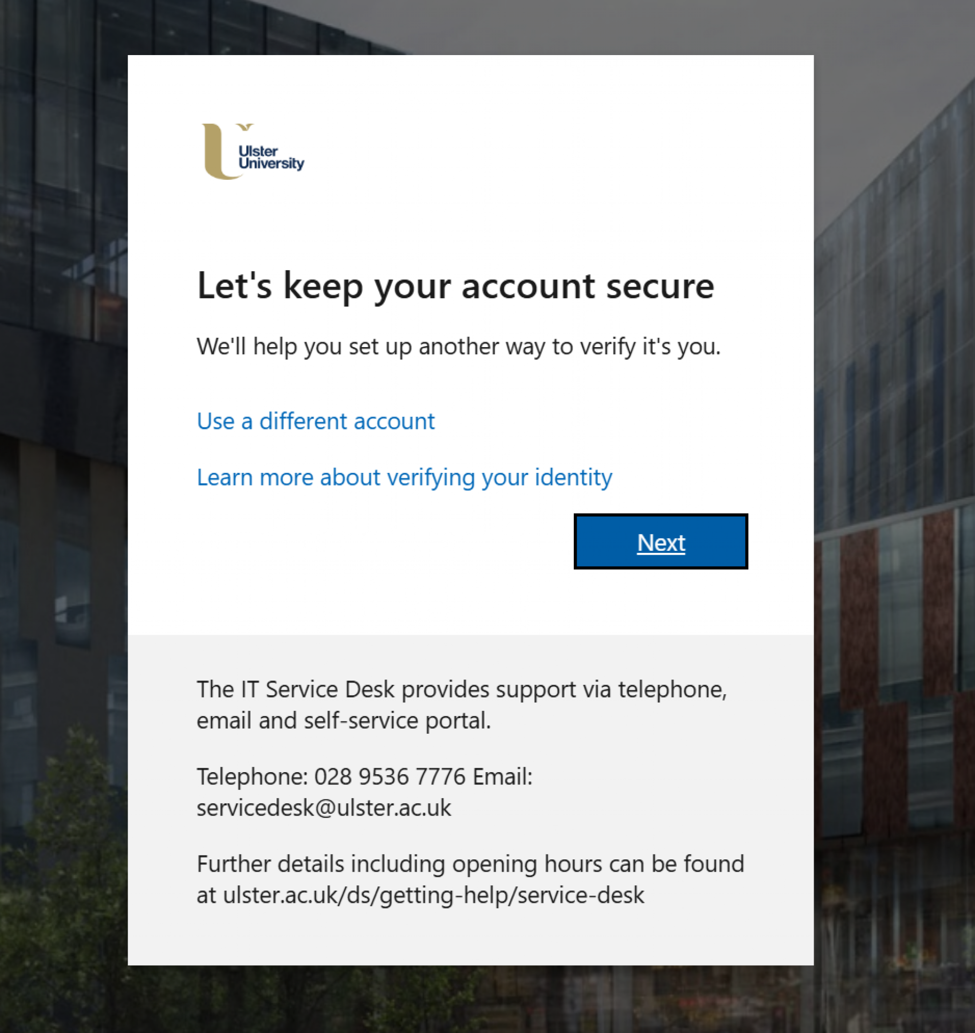 Let's Keep Your Account Secure Prompt