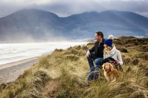 Dog walking at Murlough Bay Beach