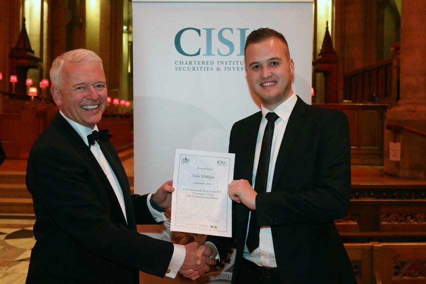 Luke being presented his prize by the CISI MD, Simon Culhane