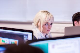 Student at computer