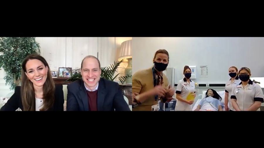 The Duke and Duchess of Cambridge praise nursing students from Ulster University in surprise video call image