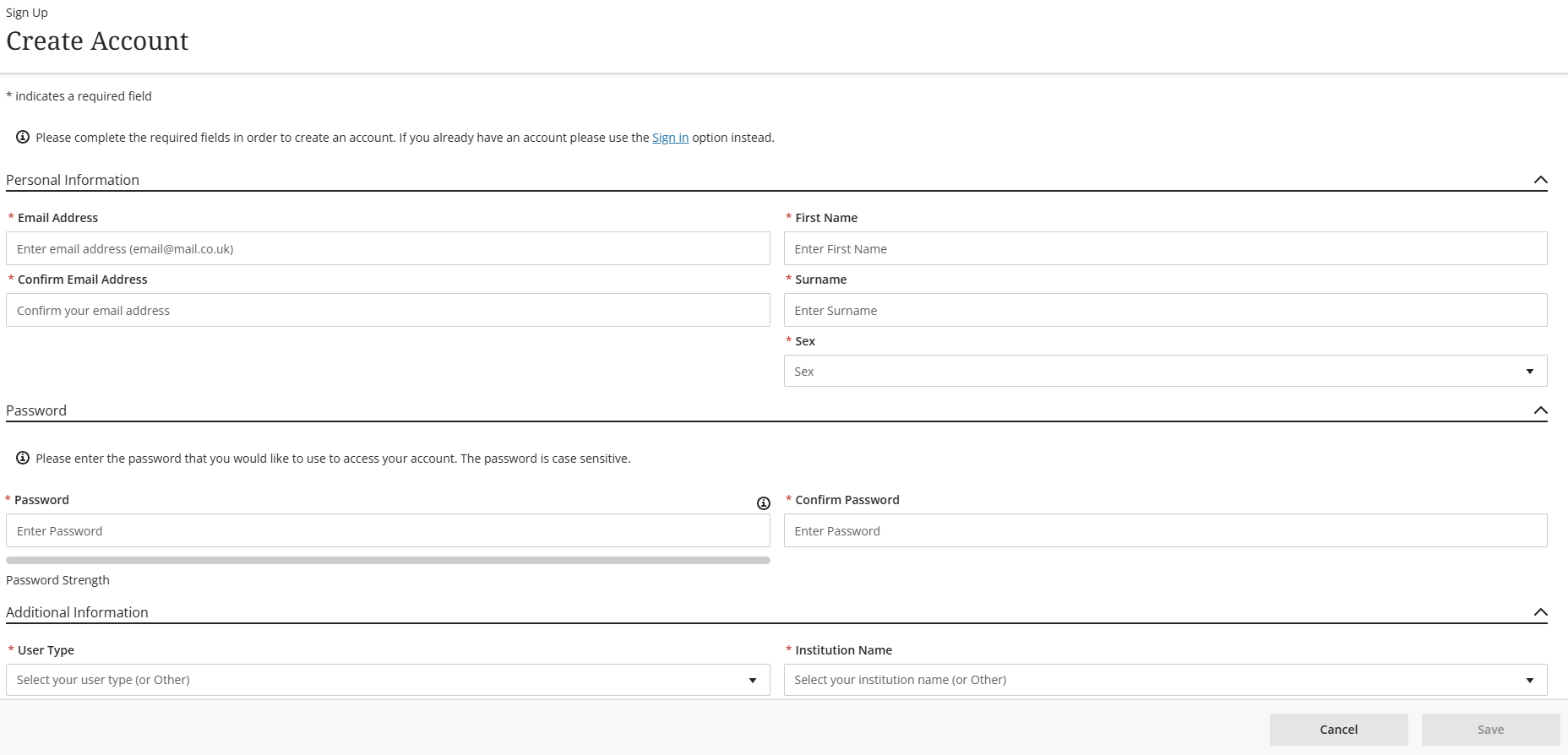 Sign up form Sign up form