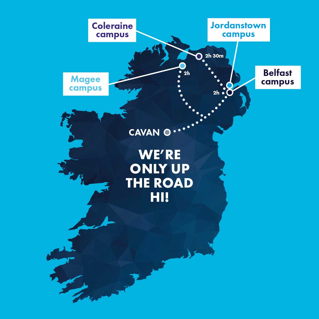 Travel time from Cavan to Ulster University Campuses