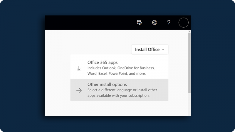 O365 Install Options Screenshot Image