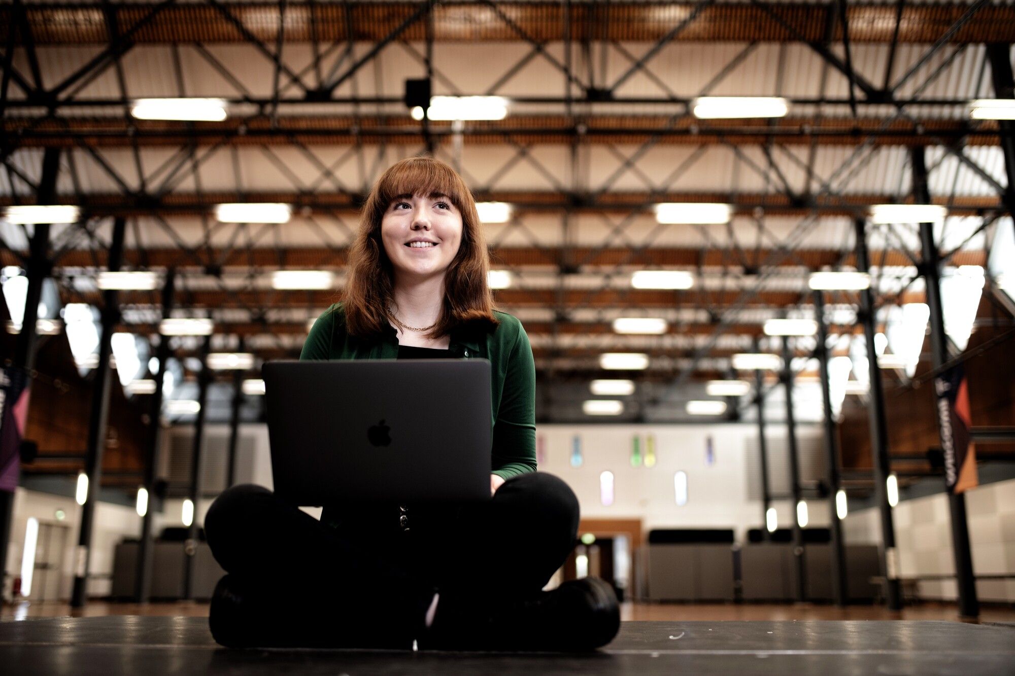 Student sitting with her laptop