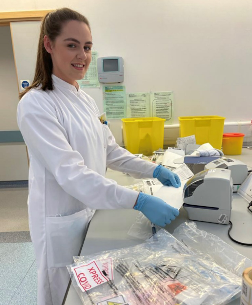 Female student in lab