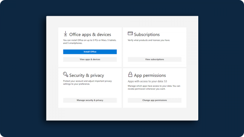 O365 Install Apps and Devices Screenshot Image