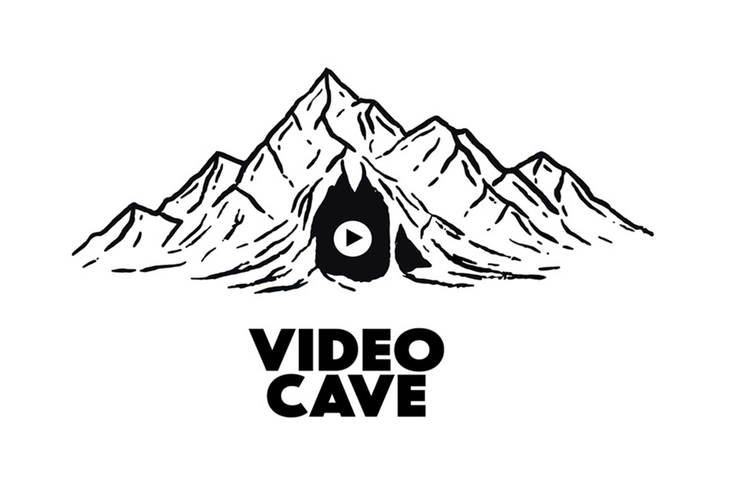  A drawing of a cave with a Play symbol in the middle