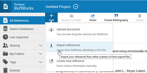 Screenshot of new RefWorks