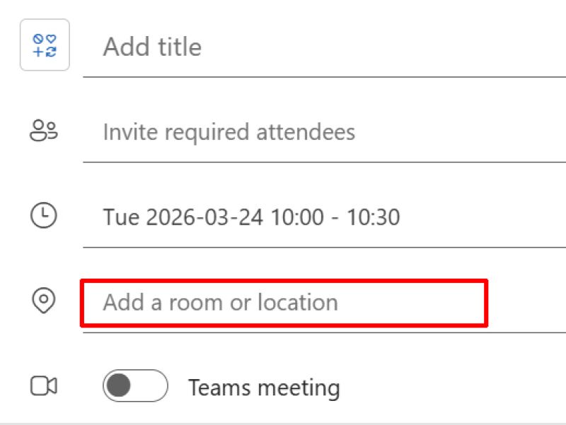Outlook Meeting Location Screenshot Image