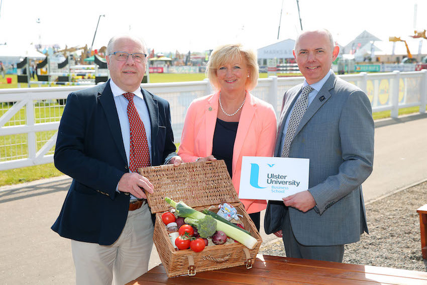Professor Mark Durkin (right) announces the Ulster University Business School’s new Agri-food Business Development Centre with Visiting Professor Tracy Hamilton and Mike Johnson at Balmoral Show.
11th May 2017