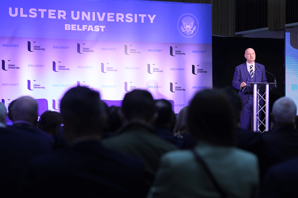 Prof Paul Bartholomew, Vice-Chancellor of Ulster University welcomes US Trade Delegation and Joe Kennedy III to Belfast campus.png