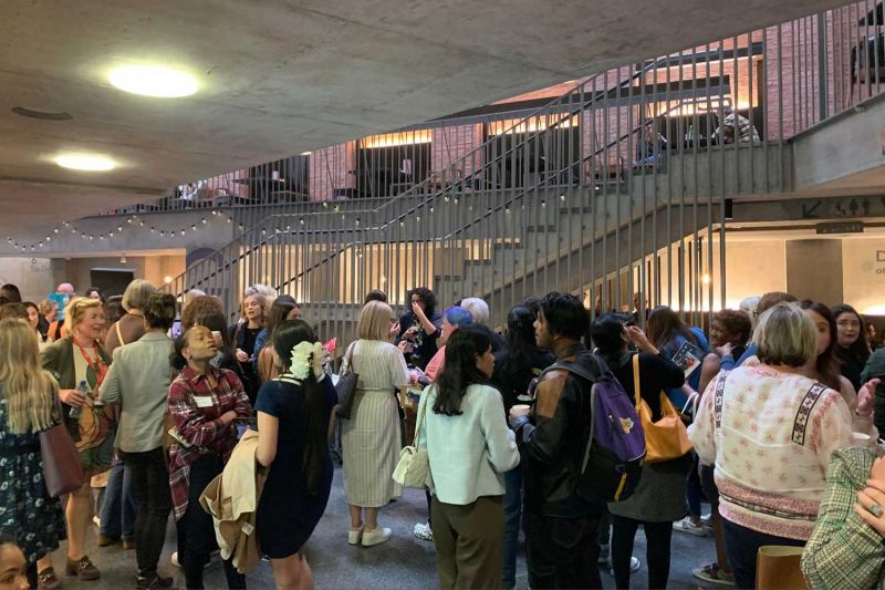 group of people networking at event