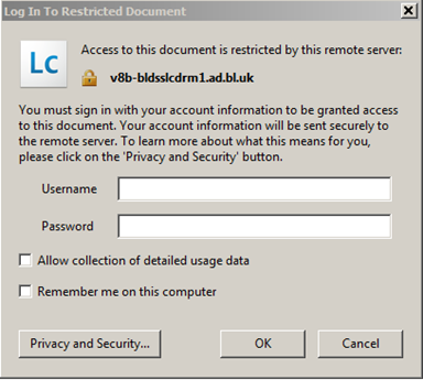 Adobe LifeCycle Login Box