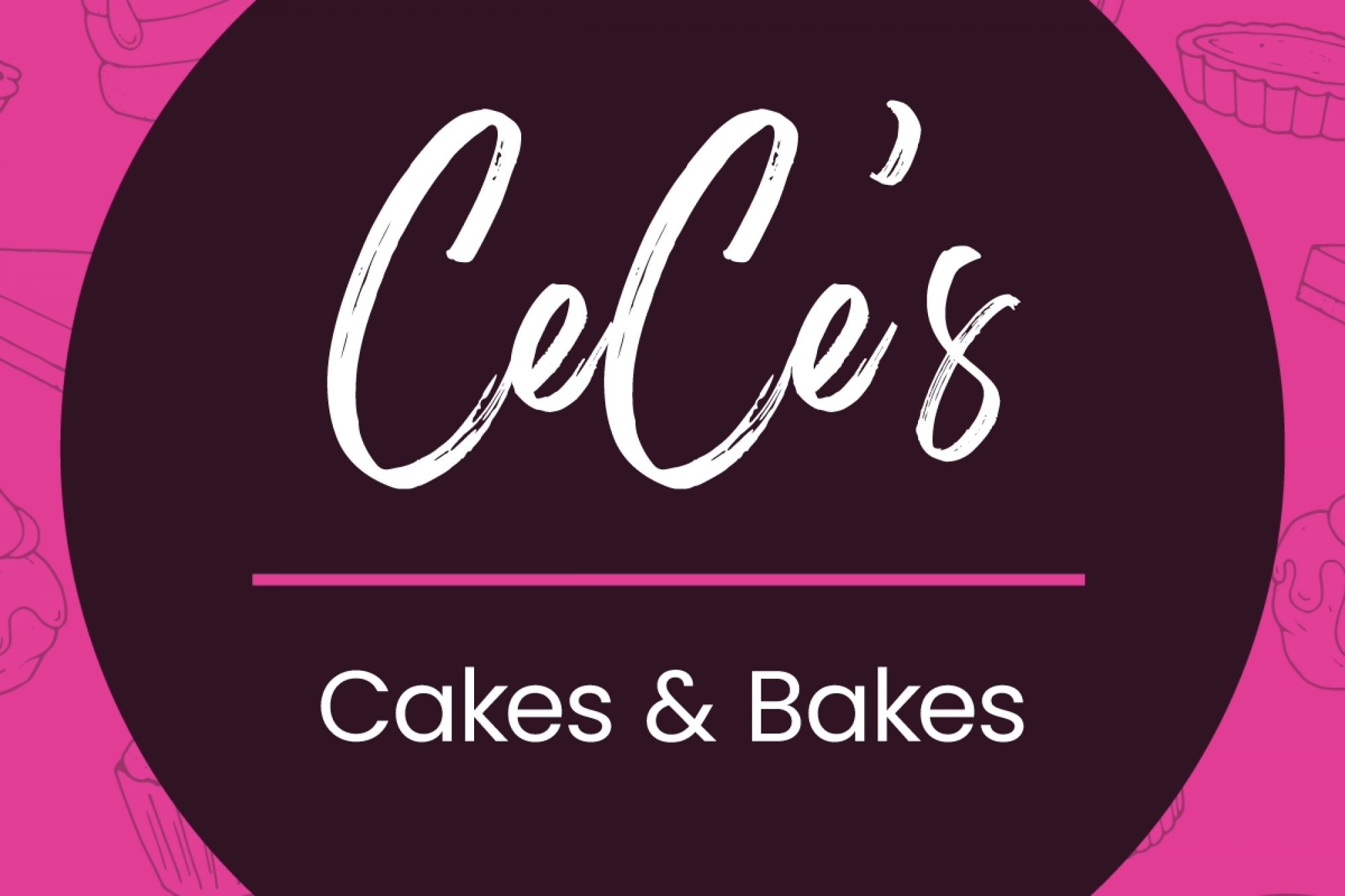 Black and pink logo of Cece's cakes and bakes