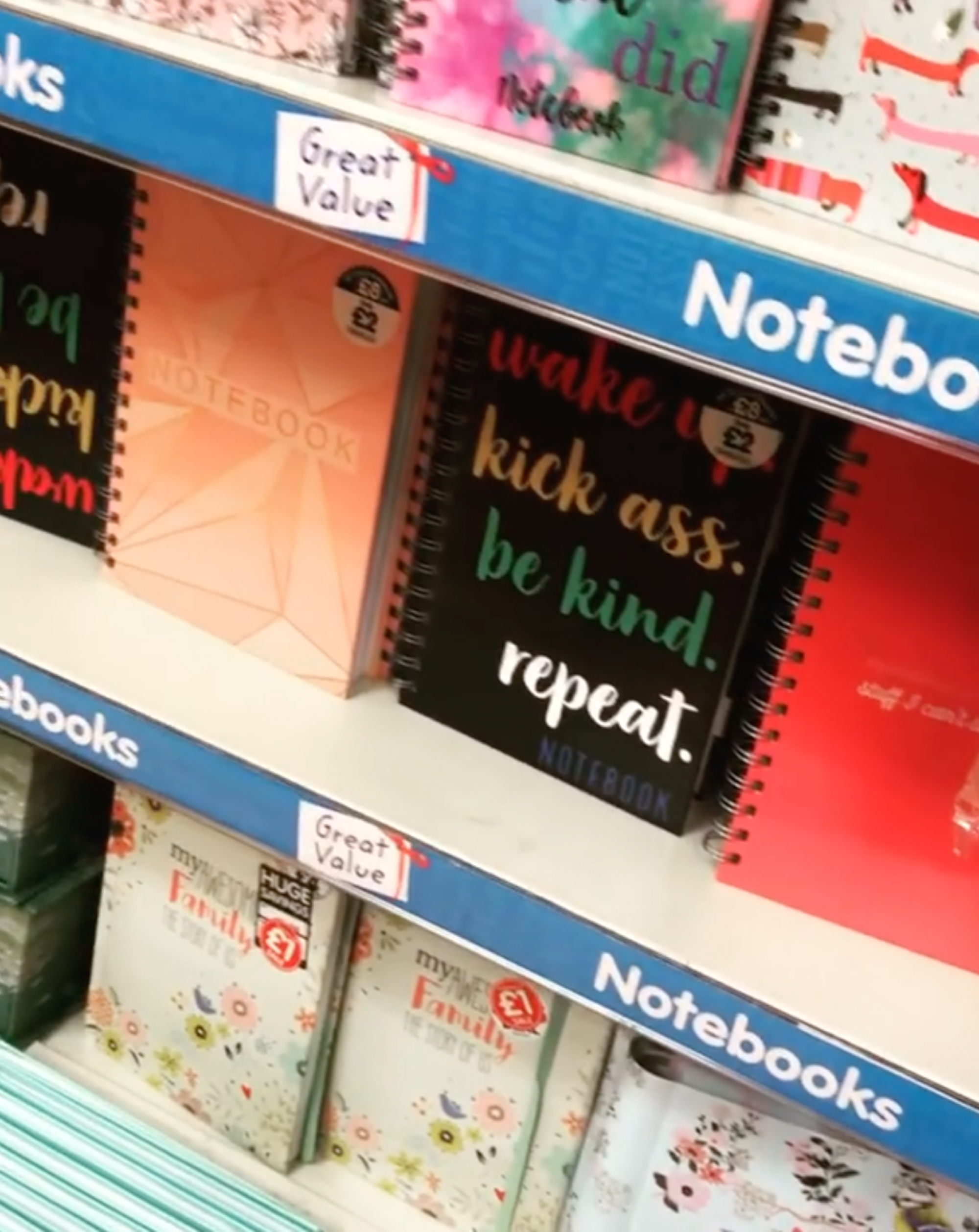 Notebooks in a store.